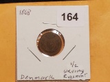 Better Grade 1868 Denmark 1/2 skilling rigsmont