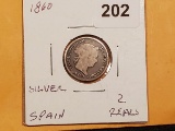 1860 Spain 2 reals