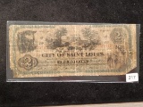 COOL! City of Saint Louis Two Dollar Note from 1873