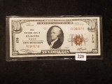 Nice, nearly uncirculated 1929 Ten Dollar National Currency