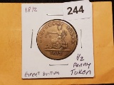 1812 Great Britain 1/2 penny token
