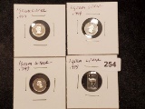 Four little one gram .999 fine silver pieces