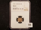 NGC 1901 Canada 5 cent in Mint State 63