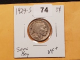 Semi-Key 1924-S Buffalo Nickel in Very Fine plus
