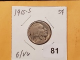 Better Date 1915-S Buffalo Nickel in G-Very Good