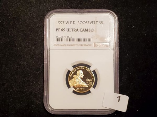 GOLD! NGC 1997-W FD Roosevelt $5 in Proof 69 Ultra Cameo