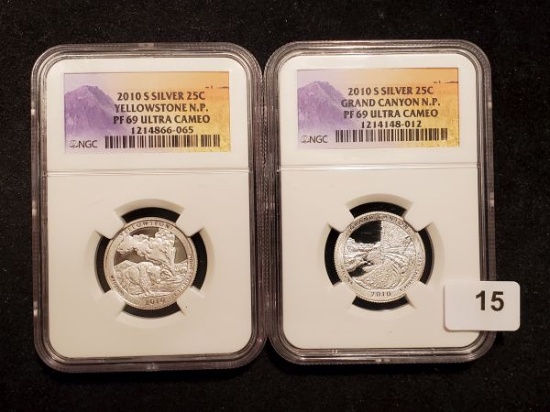 Two NGC Silver National Parks Quarters