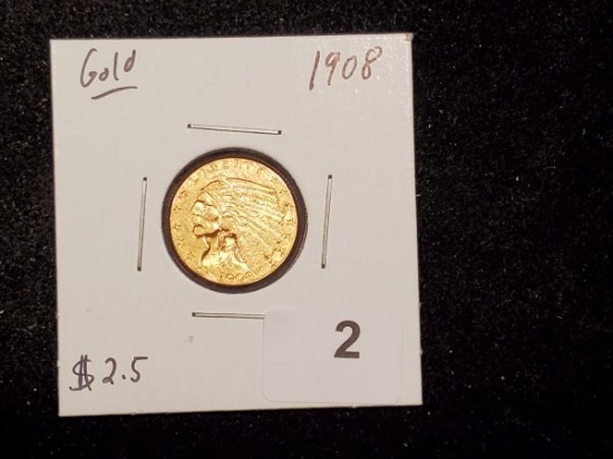 GOLD! 1908 Indian $2.5 gold quarter eagle