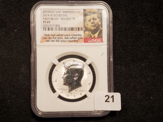 Key! NGC Kennedy 2014-W Silver High Relief RVs Proof in PF 69