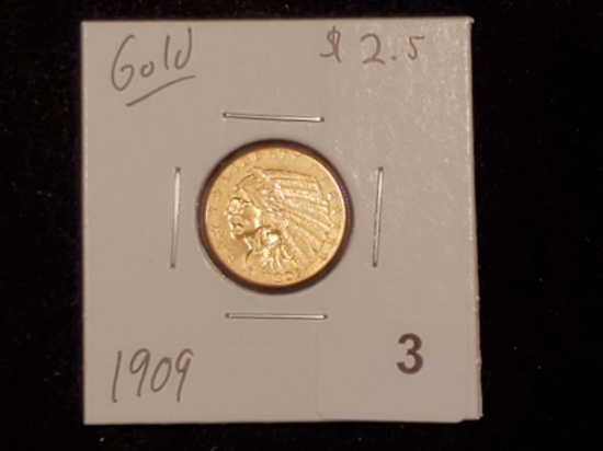 GOLD! 1909 Indian $2.5 gold quarter eagle