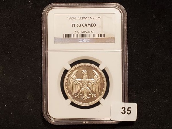 NGC 1924-E Germany 3 mark in Proof 63 CAMEO