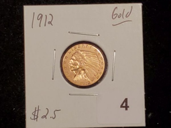 GOLD! 1912 Indian $2.5 gold quarter eagle