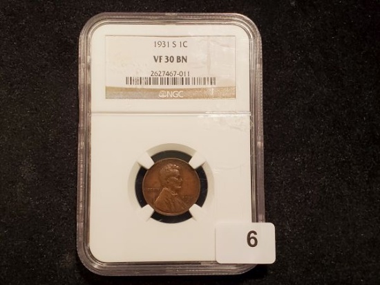 Semi-Key NGC 1931-S Wheat Cent in Very Fine 30