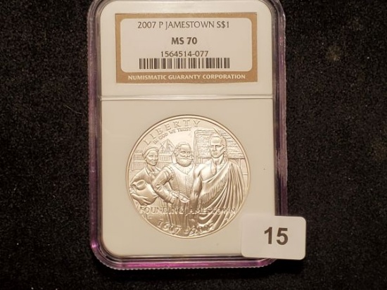 NGC 2007-P Jamestown Commemorative Silver Dollar MS-70