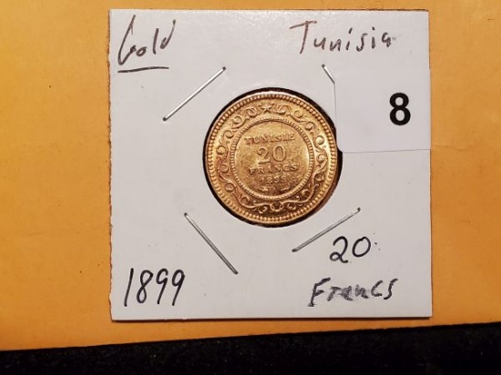 GOLD! 1899 Tunisia 20 francs