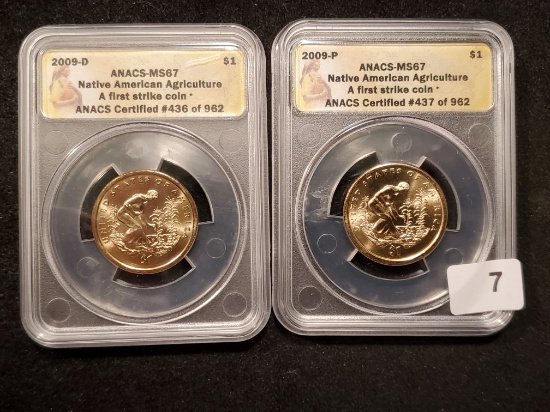 ANACS 2009-P and 2009-D Native American Dollars