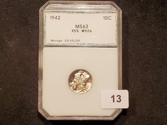 PCI 1942 Mercury Dime Mint State 63