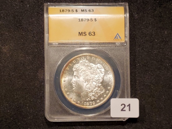 ANACS 1879-S Morgan Dollar Mint State 63