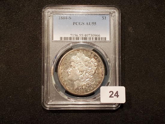 PCGS 1884-S Morgan Dollar About Uncirculated 55