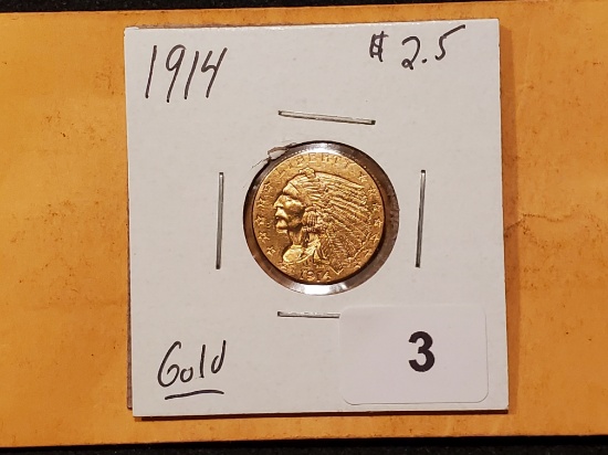 GOLD! 1914 Incuse Indian gold $2.5 quarter eagle