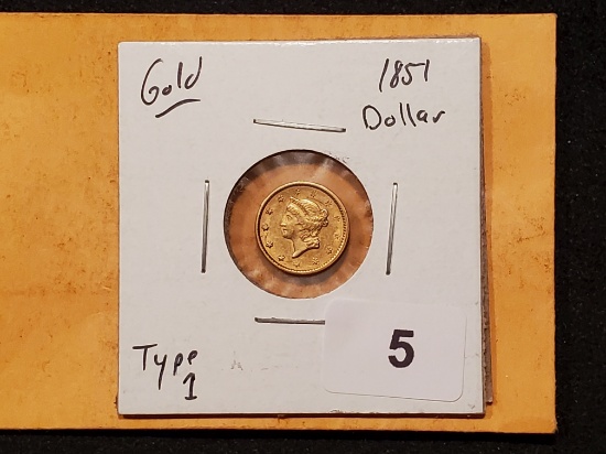 GOLD! 1851 Type 1 gold Dollar