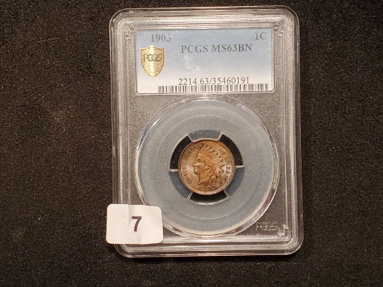 PCGS 1903 Indian cent Mint State 63 Brown