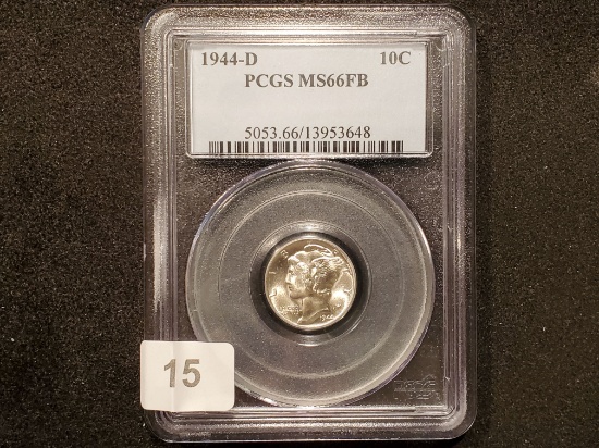 PCGS 1944-D Mercury Dime Mint State 66 Full Bands