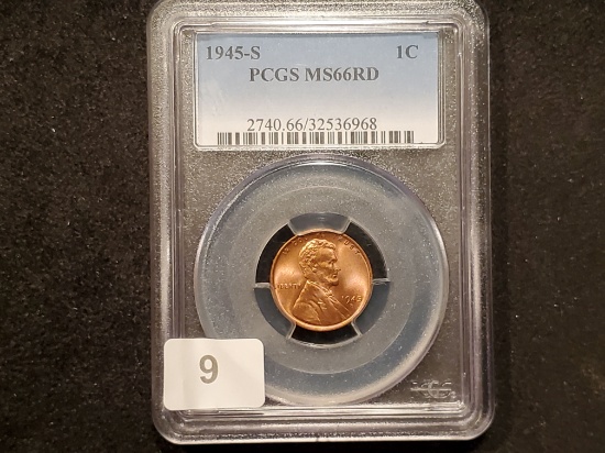 PCGS 1945-S Wheat cent Mint State 66 RED