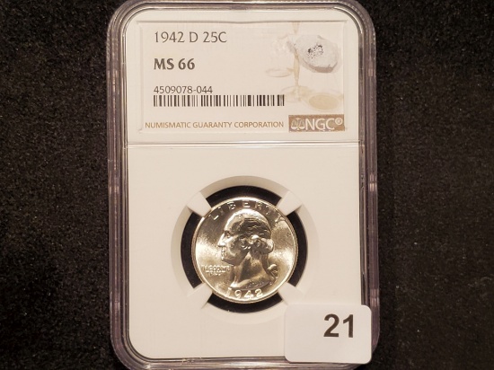 NGC 1942-D Washington Quarter Mint State 66