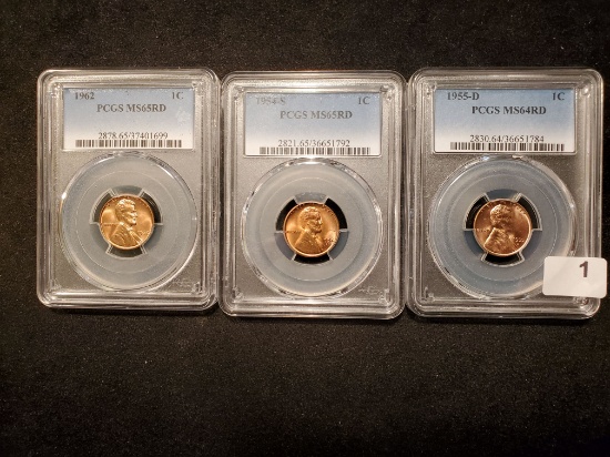 Three Bright Red PCGS-slabbed Cents