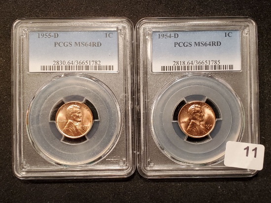 PCGS 1954-D and 1955-D Wheat cents