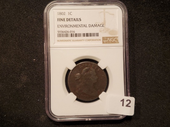 OLDIE! NGC 1802 Draped Bust Large Cent Fine-details