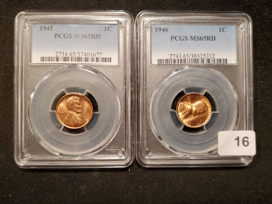 PCGS 1945 and 1946 Wheat Cents Mint State 65 RED