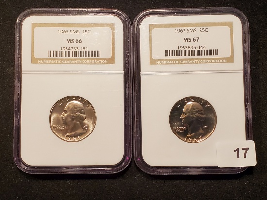 Two GEM NGC-slabbed Special Mint Set Quarters