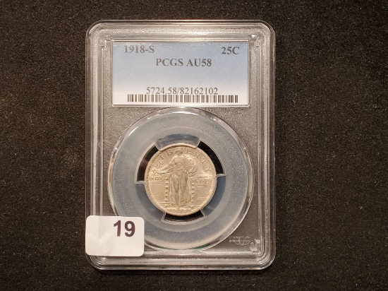 PCGS 1918-S Standing Liberty Quarter About Uncirculated 58