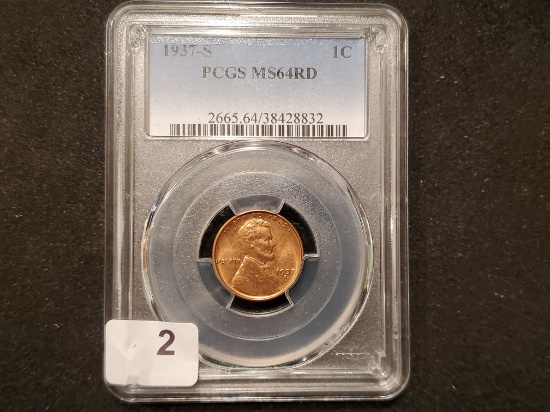 PCGS 1937-S Wheat Cent Mint State 64 RED
