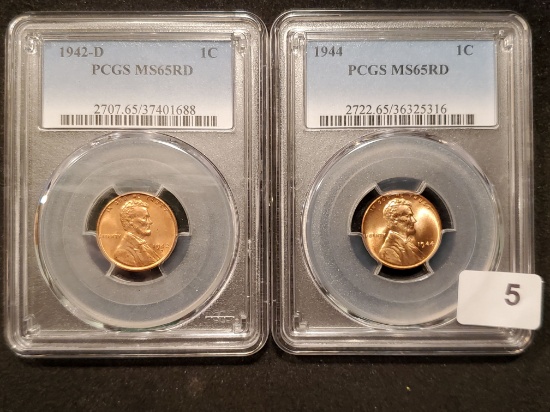 1942-D and 1944 PCGS-slabbed Wheat cents