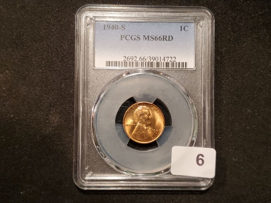 GEM! PCGS 1940-S Wheat Cent Mint State 66 RED