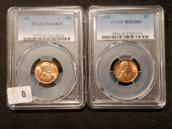 PCGS 1952 and 1953 slabbed wheat cents
