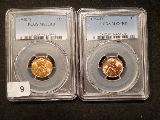 Two PCGS-Slabbed Mint State Wheat cents