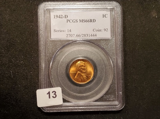 PCGS 1942-D Wheat Cent Mint State 66 RED