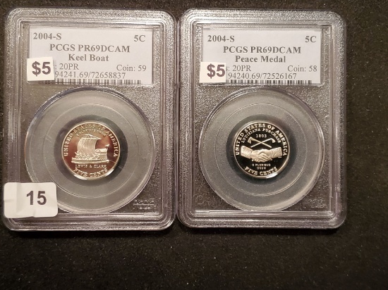 Two Near Perfect PCGS-Slabbed Jefferson Nickels