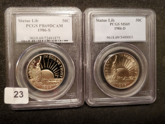 PCGS 1986-S and 1986-D Statue of Liberty Commemorative Half Dollars