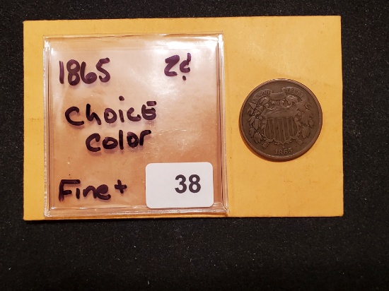 1865 Two-cent piece Fine plus