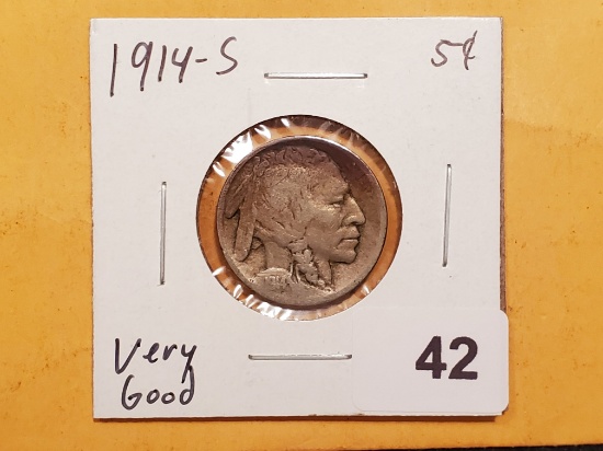 Semi-Key 1914-S Buffalo Nickel Very Good