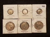 Six Silver Colombian 10 and 50 centavos