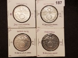 Four higher grade, silver, Germany 5 reichsmarks