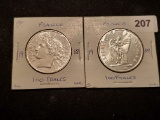 Two silver France 100 francs