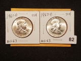 Dos Mint State Franklin Half Dollars