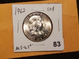 1962 Franklin Half Dollar Mint State 63+